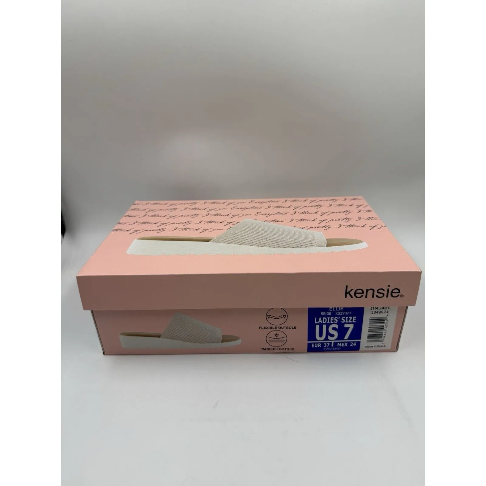 Kensie Ellie Women's Knit Slip On Small Platform Padded Sandals Beige Size 7 New - Image 16