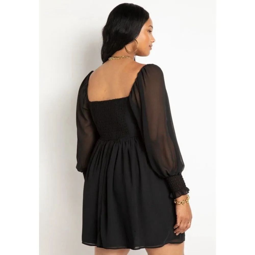 Eloquii Twisted Bodice Mini Dress Babydoll Smocked Empire Waist 22 Flowy Stretch - Image 2