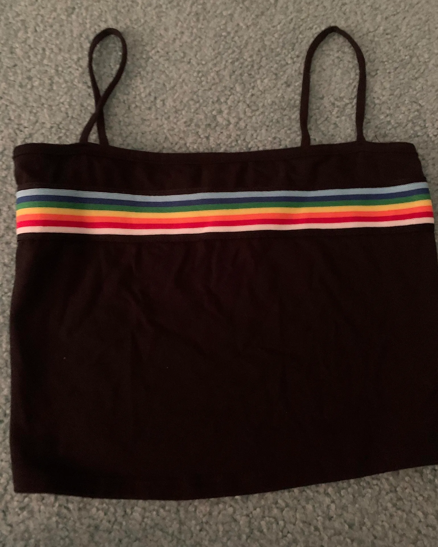 PacSun Black / Rainbow Striped Crop Top - Image 5