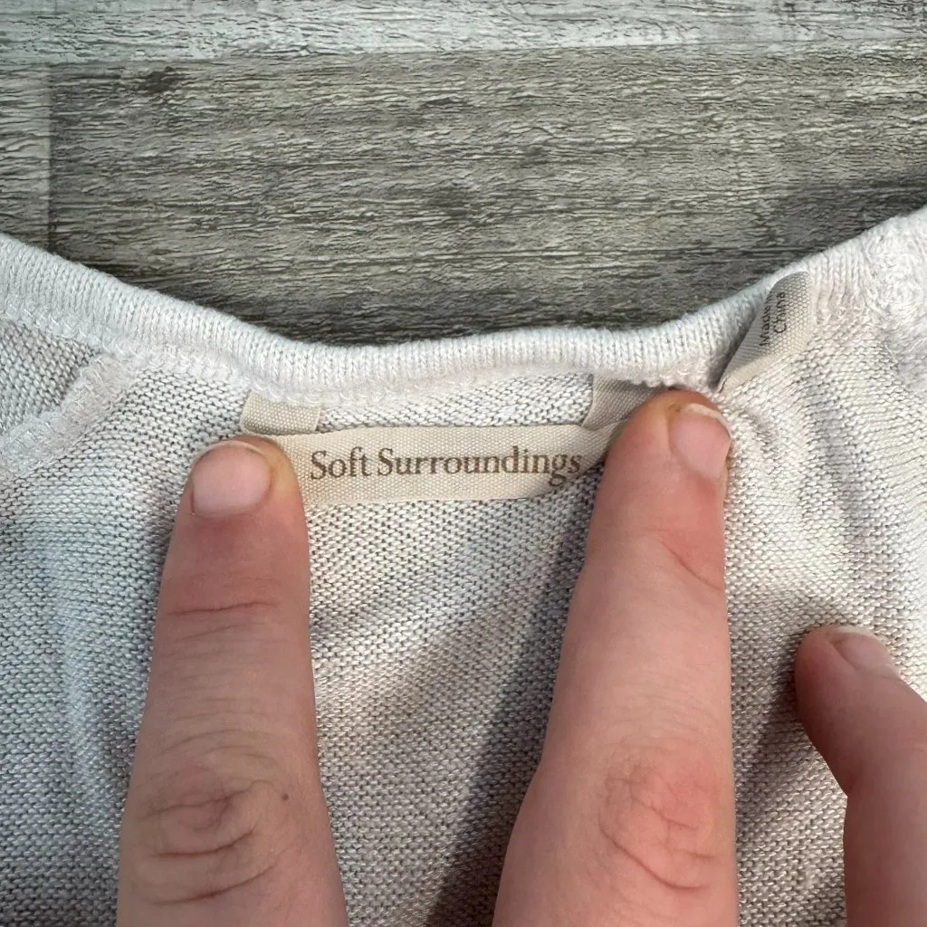 Soft Surroundings  Ivory Elbow Sleeve Sweater Tunic Lightweight B24 - Image 3