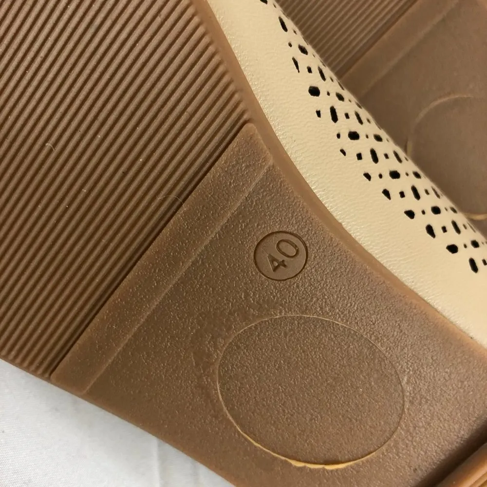 Siketu Womens Ballet Flats Faux Leather Laser Cut Tan Size 8 - Image 5