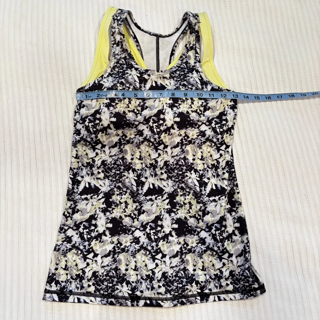 Lululemon Inspiration Tank II Built-in Bra Crosscourt Petal Black Yellow Size 4 - Image 9