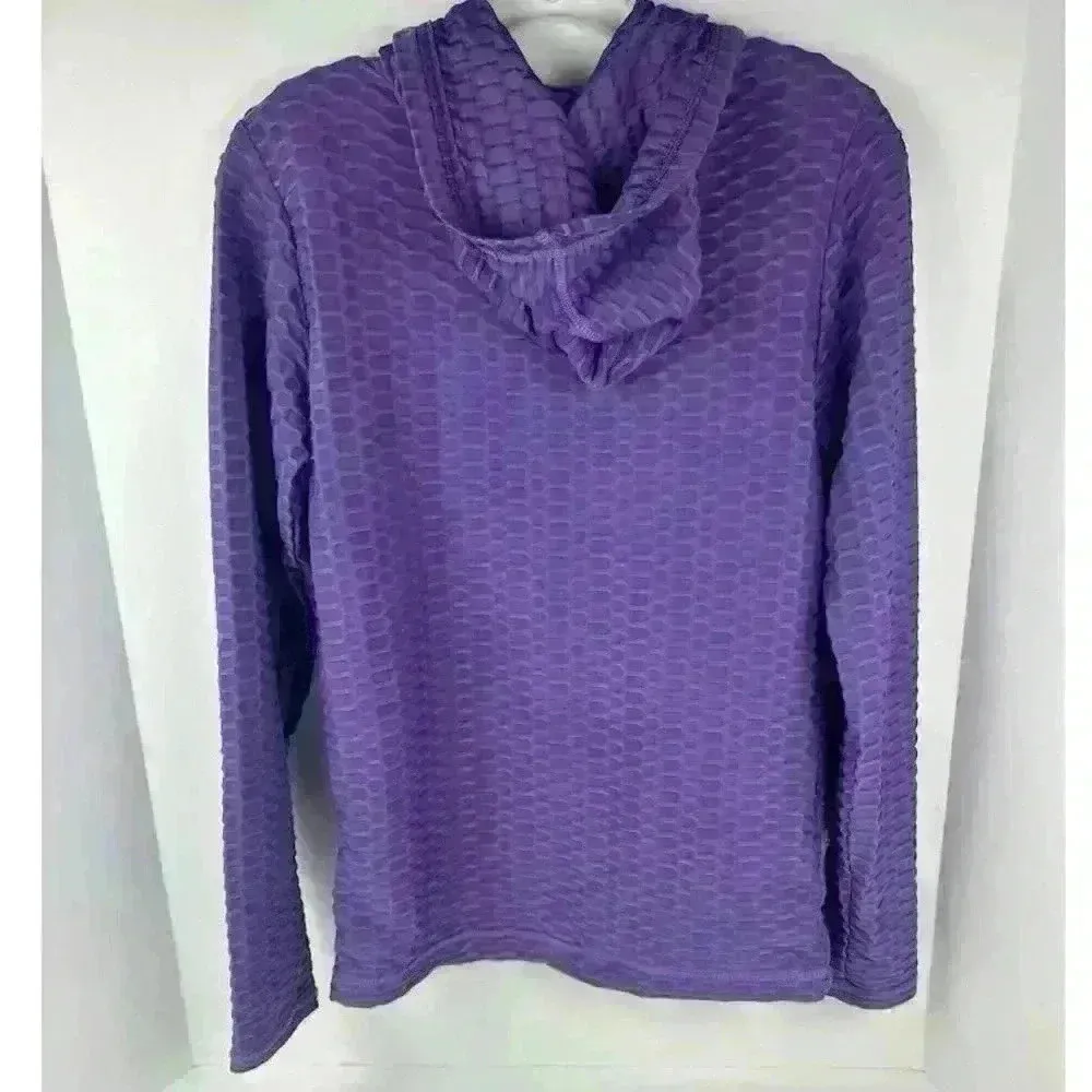 New Mix Women's Purple Textured Full-Zip Hoodie Size S Active Top - Image 10