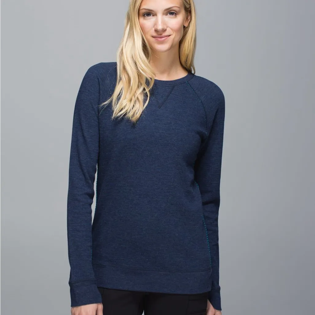 Lululemon Athletica Teal Navy Reversible Open Your Heart Striped Long Sleeve | 6 - Image 6
