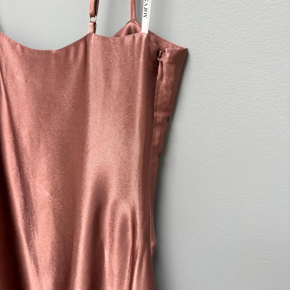 Shona Joy Lily Bias Ruched Midi Dress in Clove 4 - Image 13