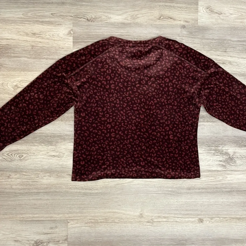 Red & Pink Animal Print Velvet Long Sleeve Pullover Sweatshirt XL - Image 6