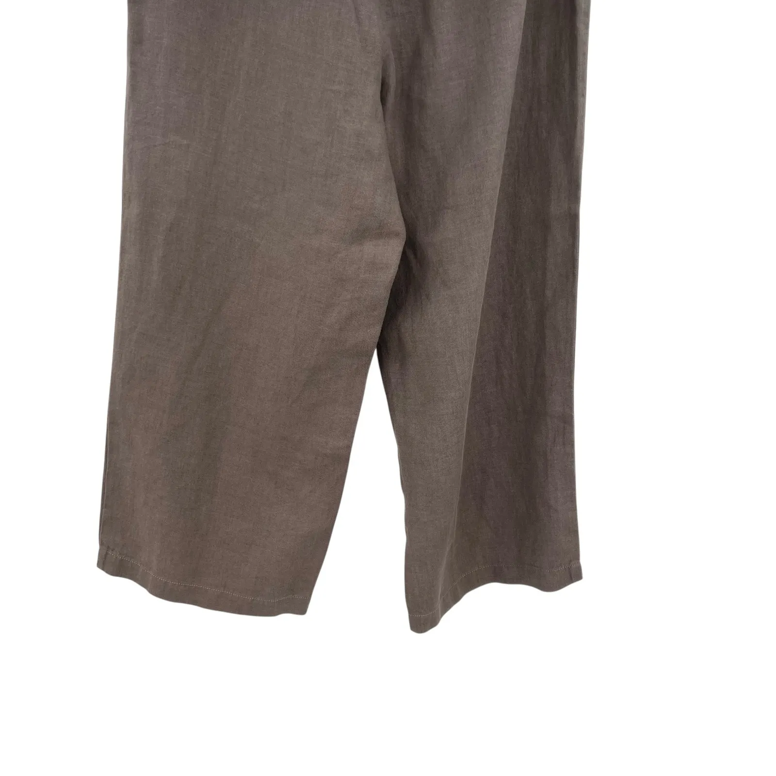 Eileen Fisher Pants Cropped‎ Linen Side Zip Beige Tan Brown Size Medium - Image 9