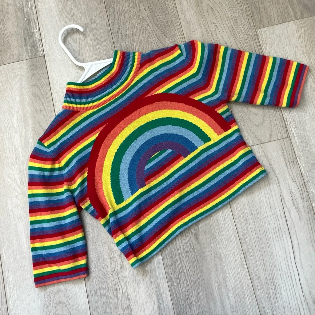 UNIF Crop Top rainbow mockneck knit womens xsmall colorful bright fun maximalist - Image 2
