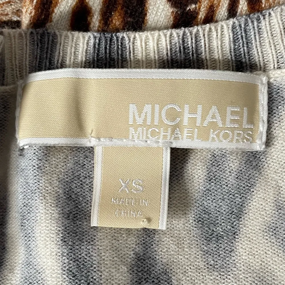 MICHAEL Michael Kors Animal Print Knit Dress Brown Tan Cream Size XSmall - Image 7