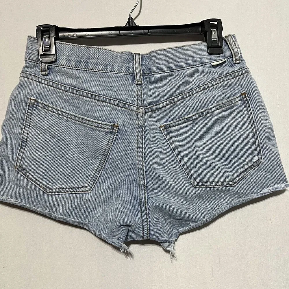 Billabong Cut Off Shorts Women 25 Blue Denim Mid-Rise Pockets Distressed Zip Fly - Image 5