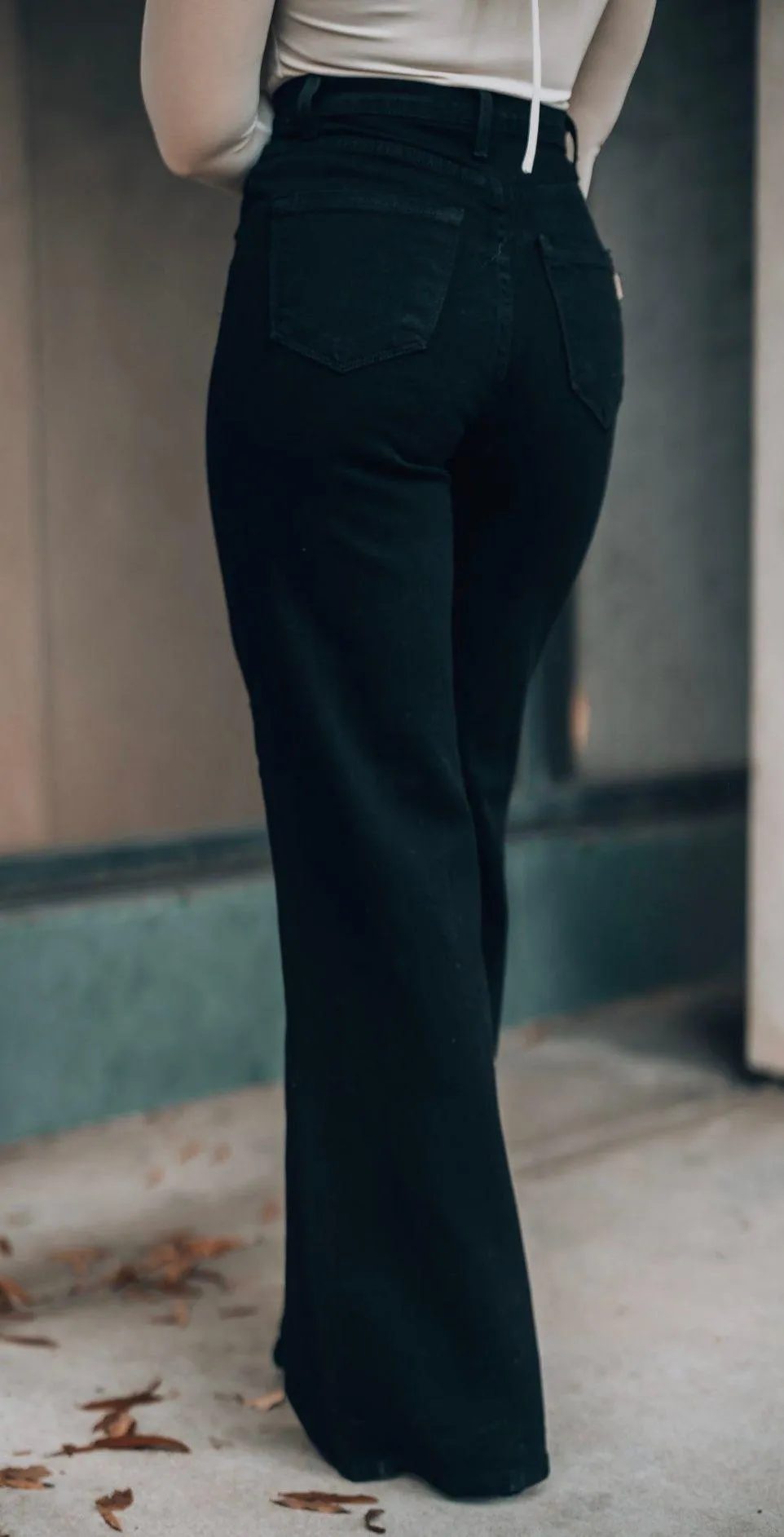 Black Wide Leg Jeans Size 12 - Image 2