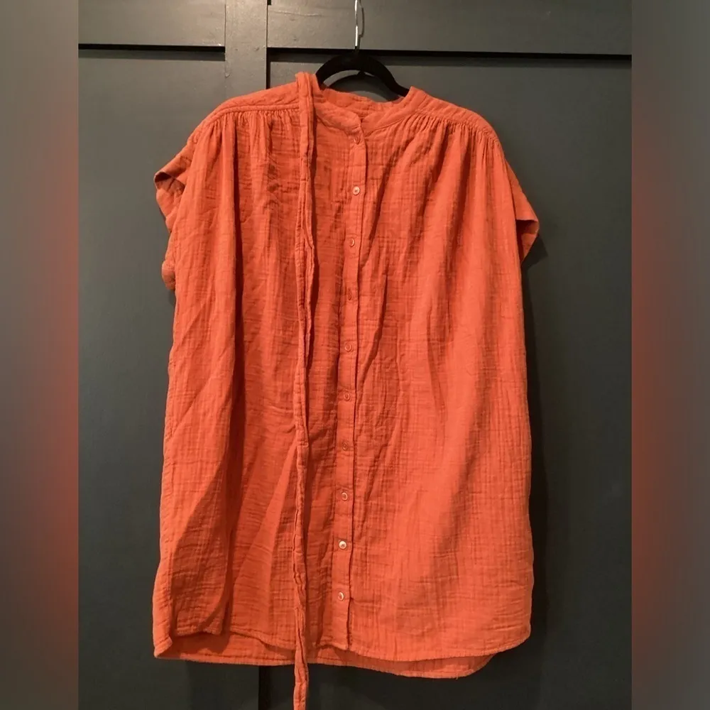 ARITZIA WILFRED free Tahoe copper red  organic cotton gauze Tie Mini dress S - Image 5