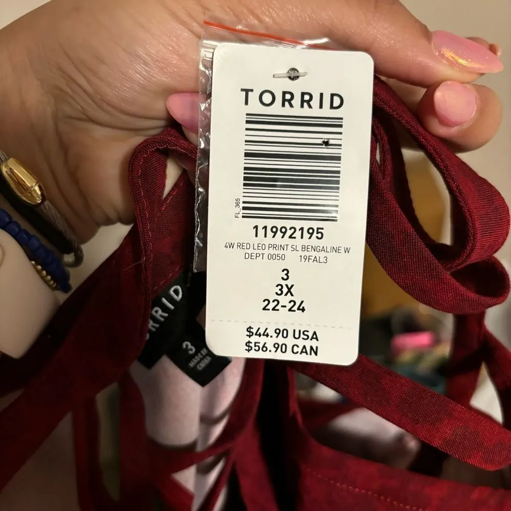NWT Torrid Leopard Bengaline High Neck Cage Front Peplum Top-  Size 3X (22-24) - Image 7