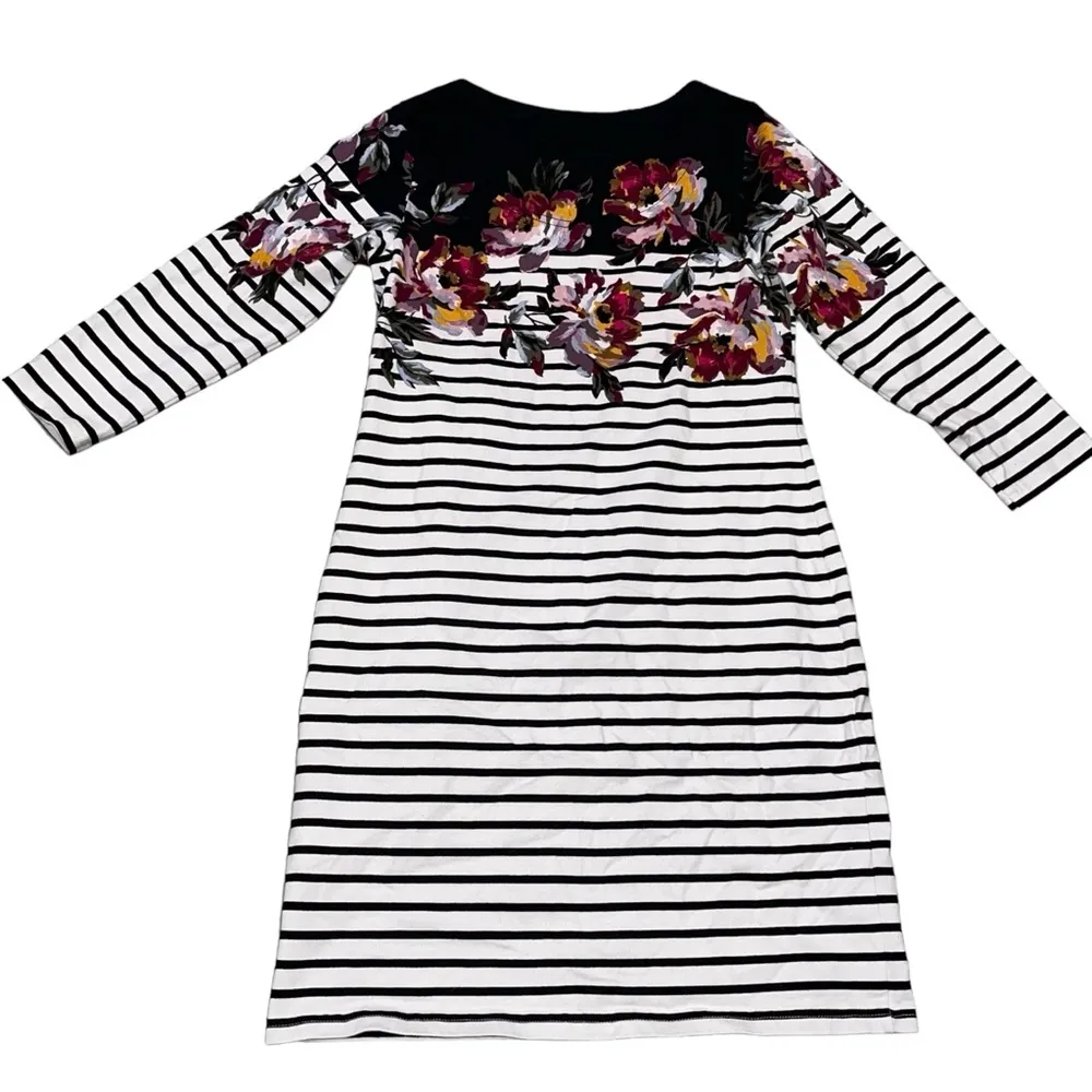 Joules Striped Floral 3/4 Sleeve Riviera Dress Size 8 - Image 8