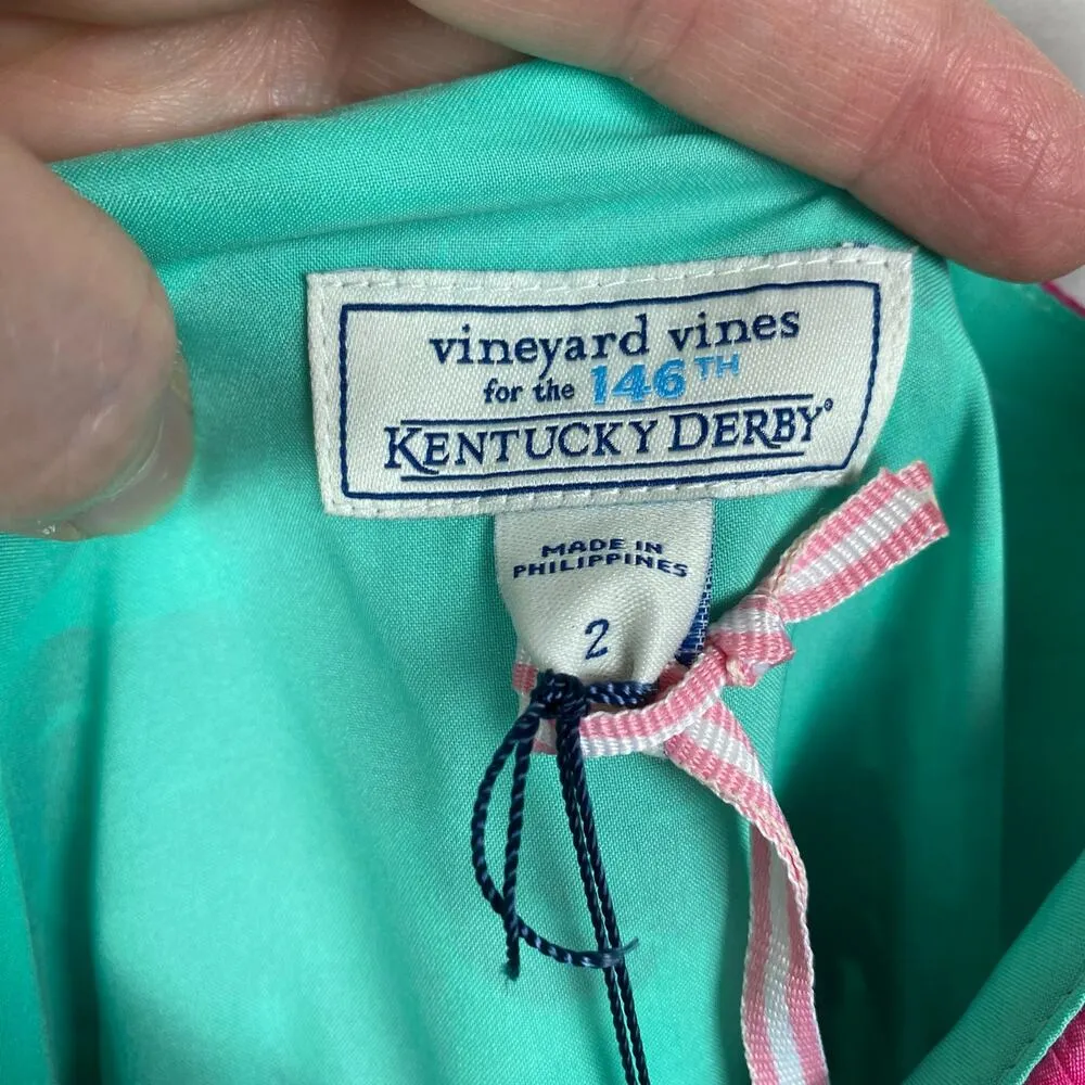 Vineyard Vines Kentucky Derby Painted Rose Ruffle Mini Dress Sz.2 NWT - Image 7