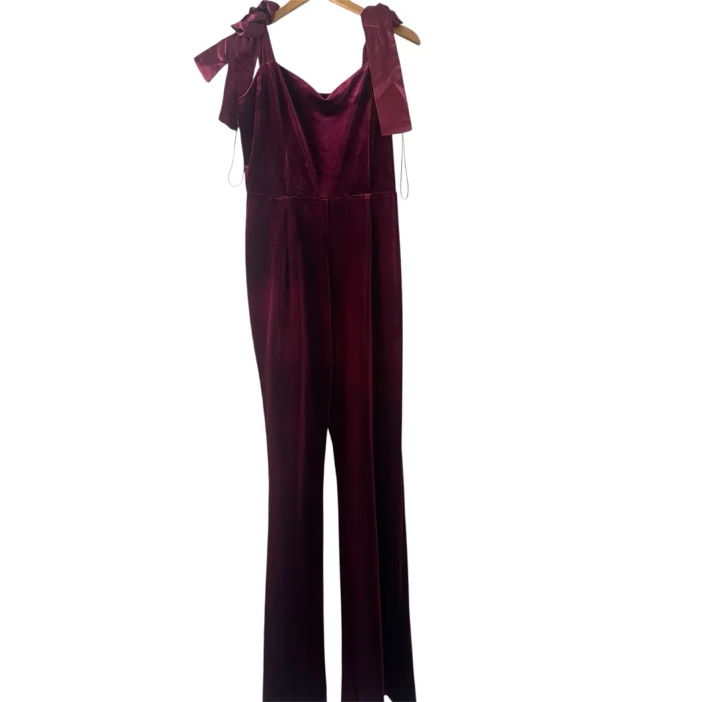 VICI x Emily Travis Logan Velvet Shoulder Tie Jumpsuit - Image 4