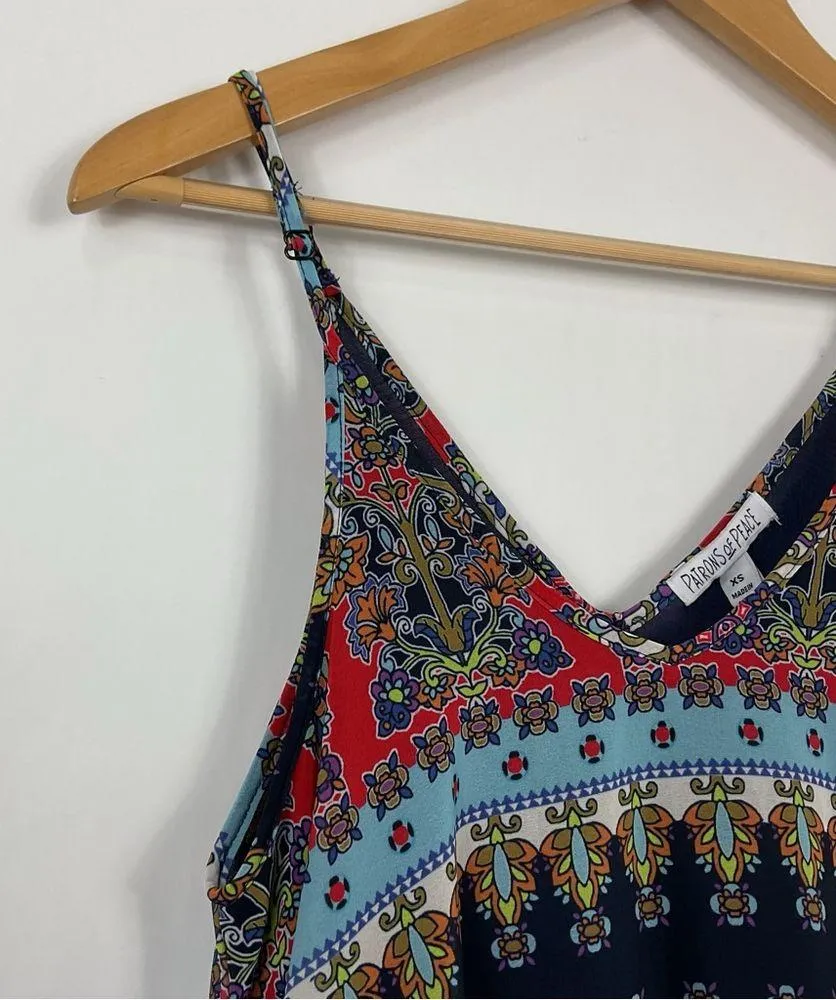 Patrons Of Peace Floral Asymmetrical Scarf Dress Size XS - Image 2