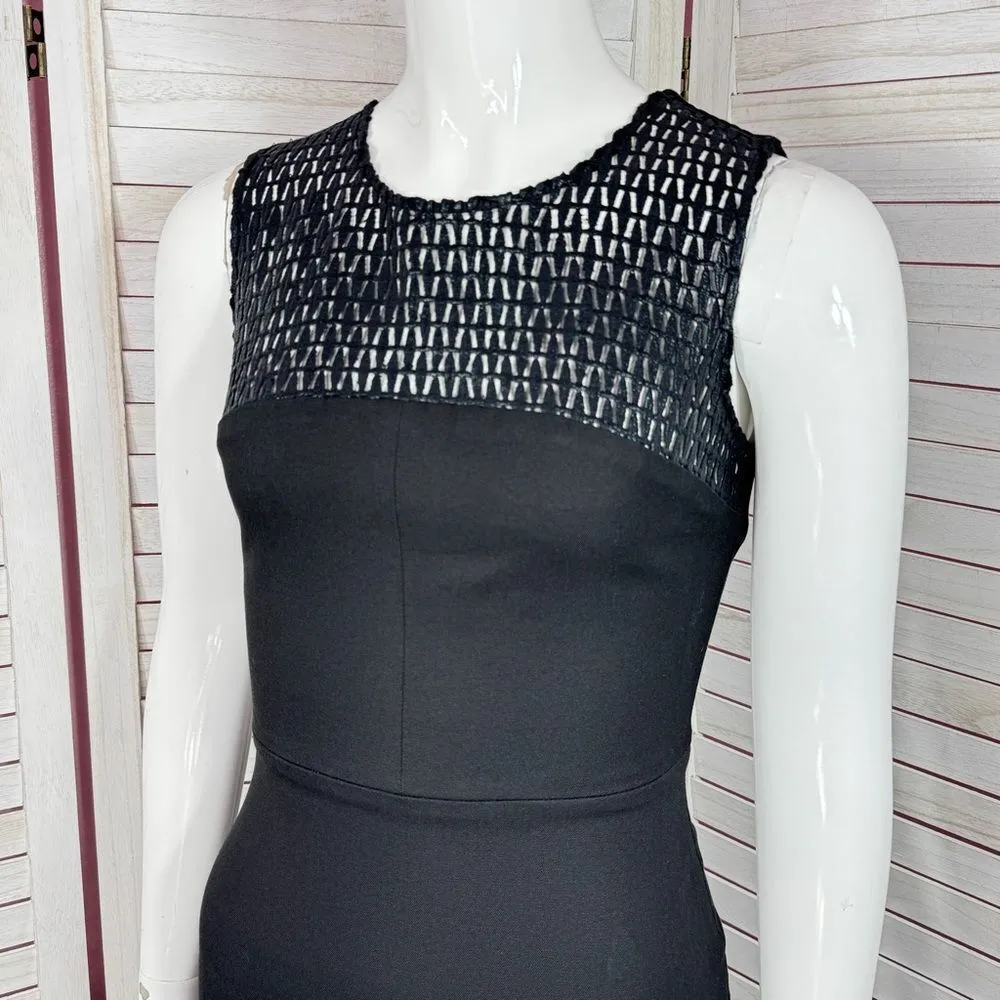 Banana Republic Roland Mouret Lace Yoke Sleeveless Sheath Dress Black Size 0 - Image 6