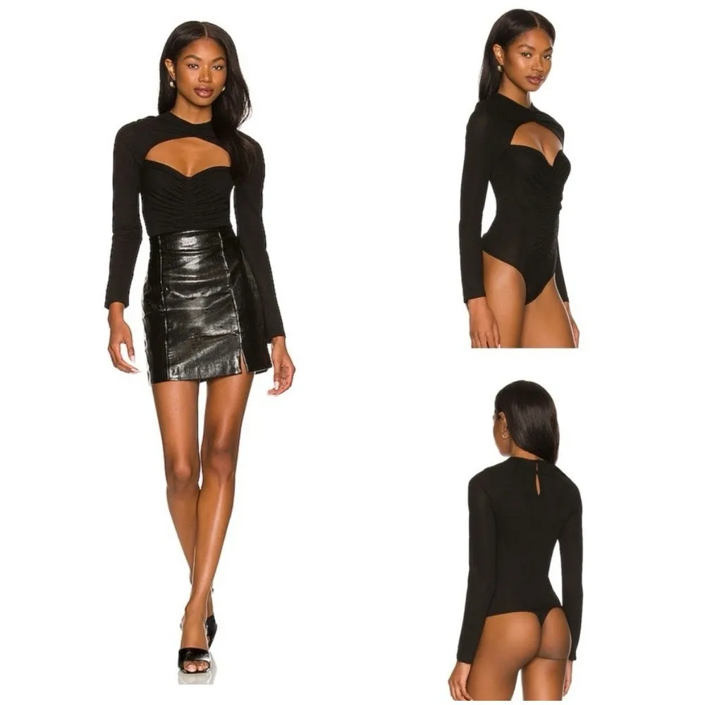 ASTR THE LABEL Cristen Ruched Cutout Bodysuit Black Size XS - Image 9