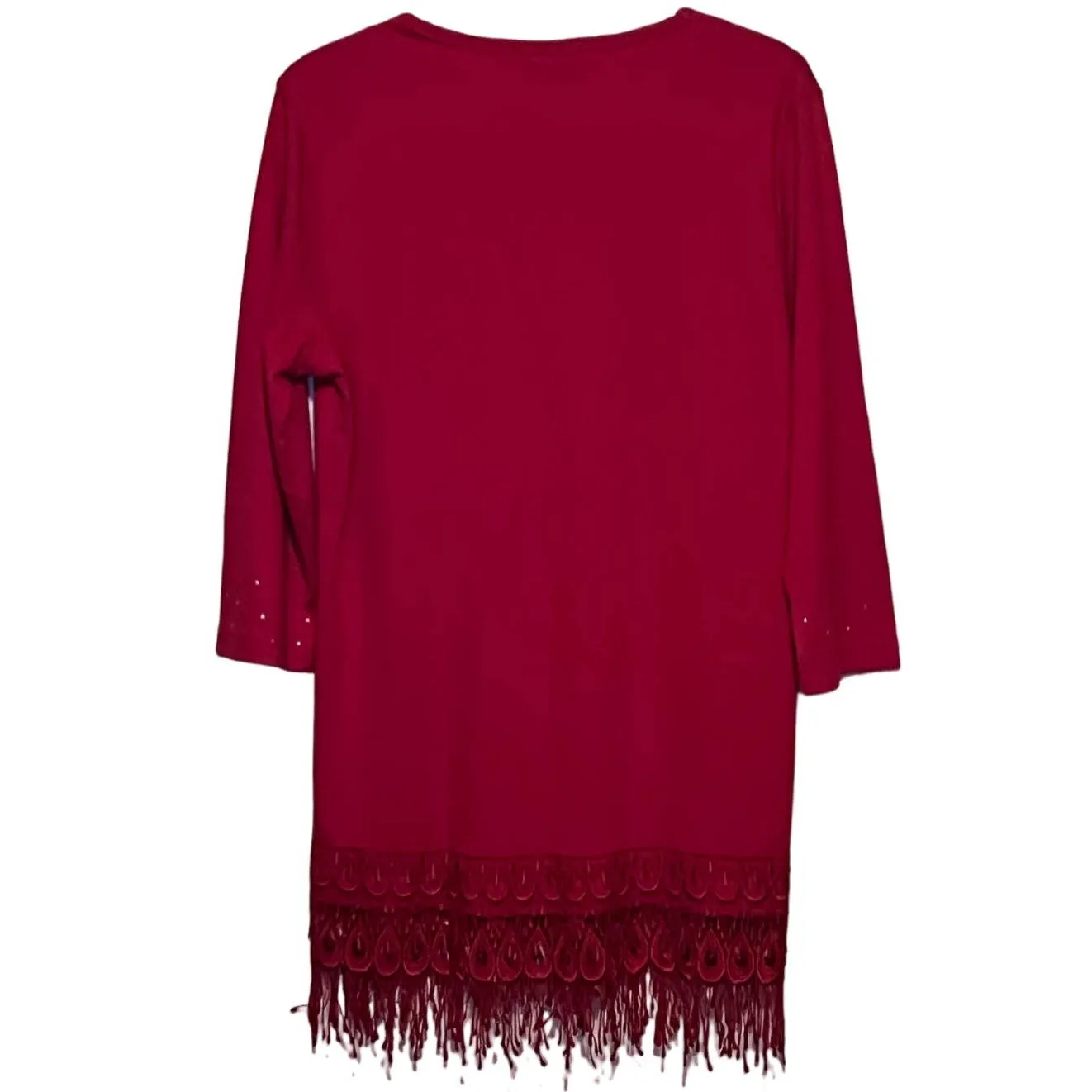 Isaacs Designs Casuals Women's Red Rhinestone Embroidered Hem‎ Line Top Size L Size L - Image 2