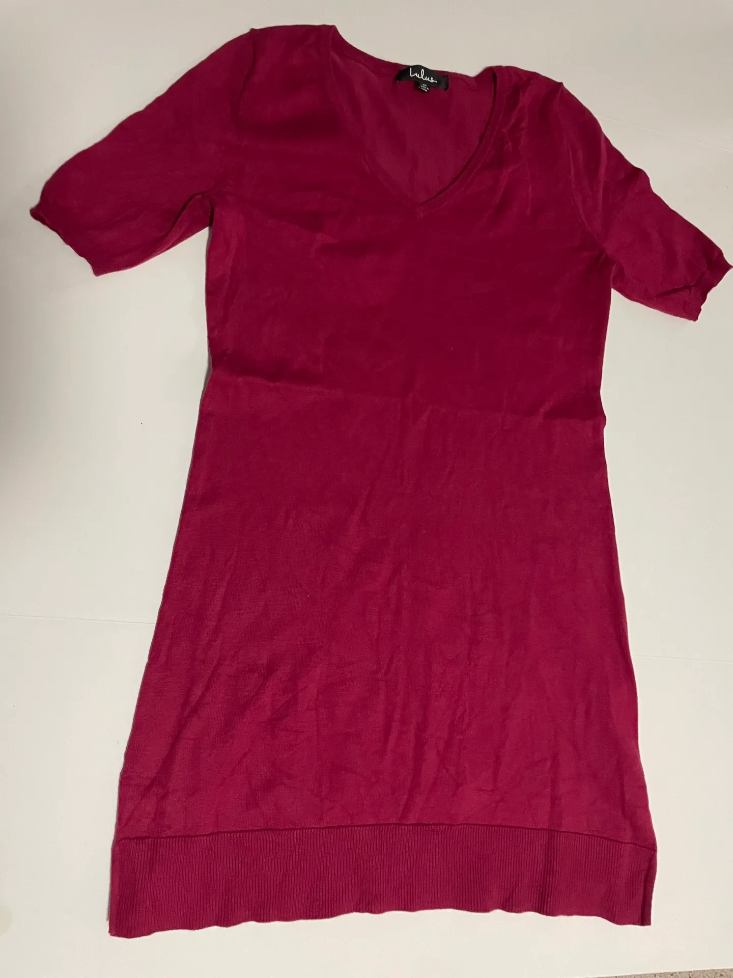 Ballad Berry Pink Half-Sleeve Sweater Dress Size. Medium - Image 2