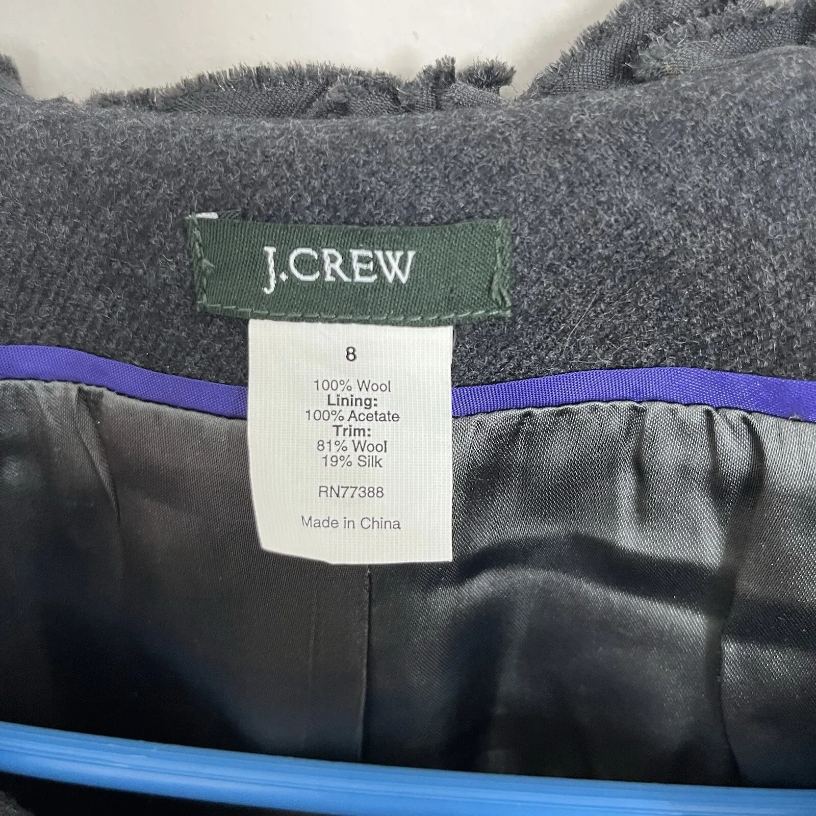 J Crew Women's Gray 100% Wool Astrid Berry Cropped Jacket Blazer Size 8 - Image 3