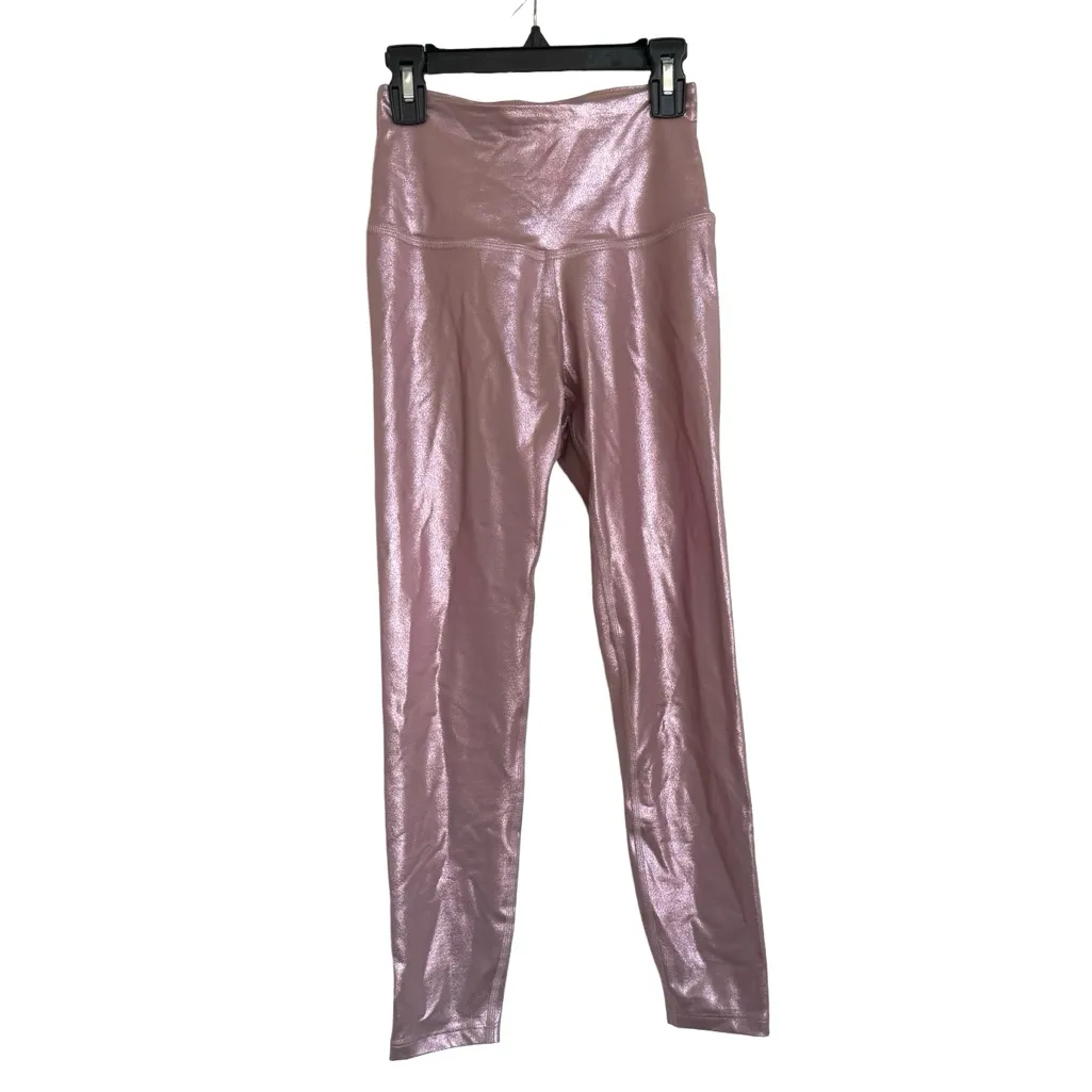 Beyond Yoga Pink Shimmer Glitter Metallic Yoga Pants Leggings Size XS - Image 3