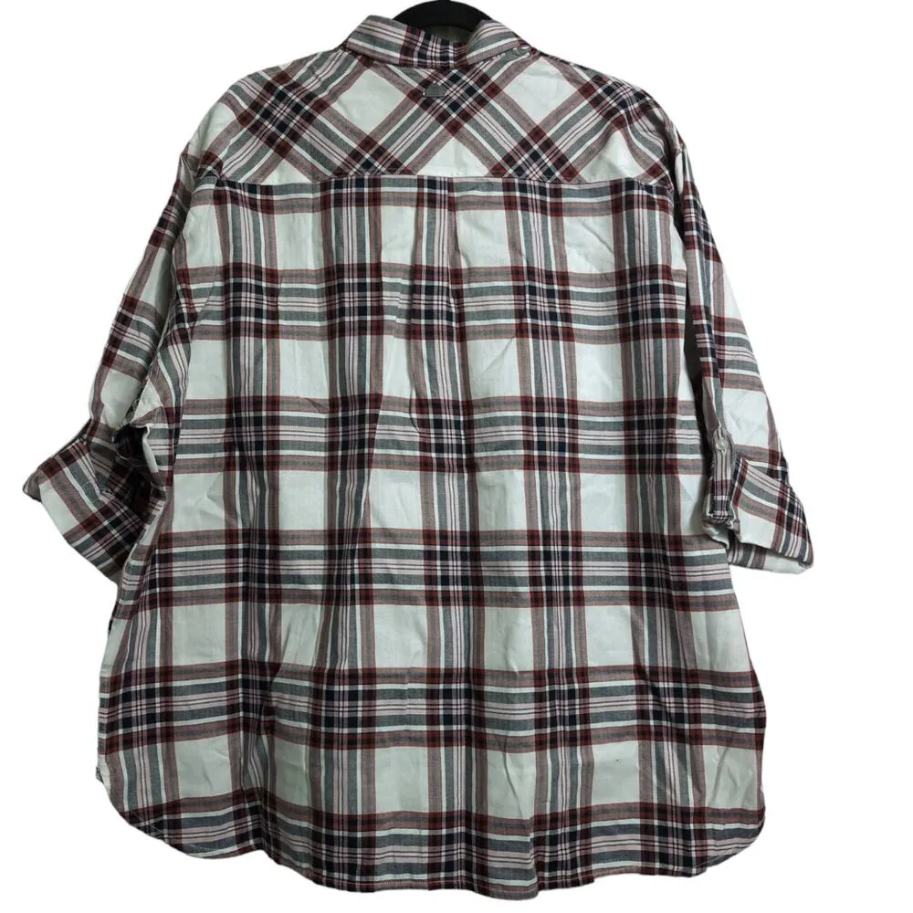 Barbour Bethwin Shirt Cloud Check Herringbone Plaid Button Front 14 New - Image 5