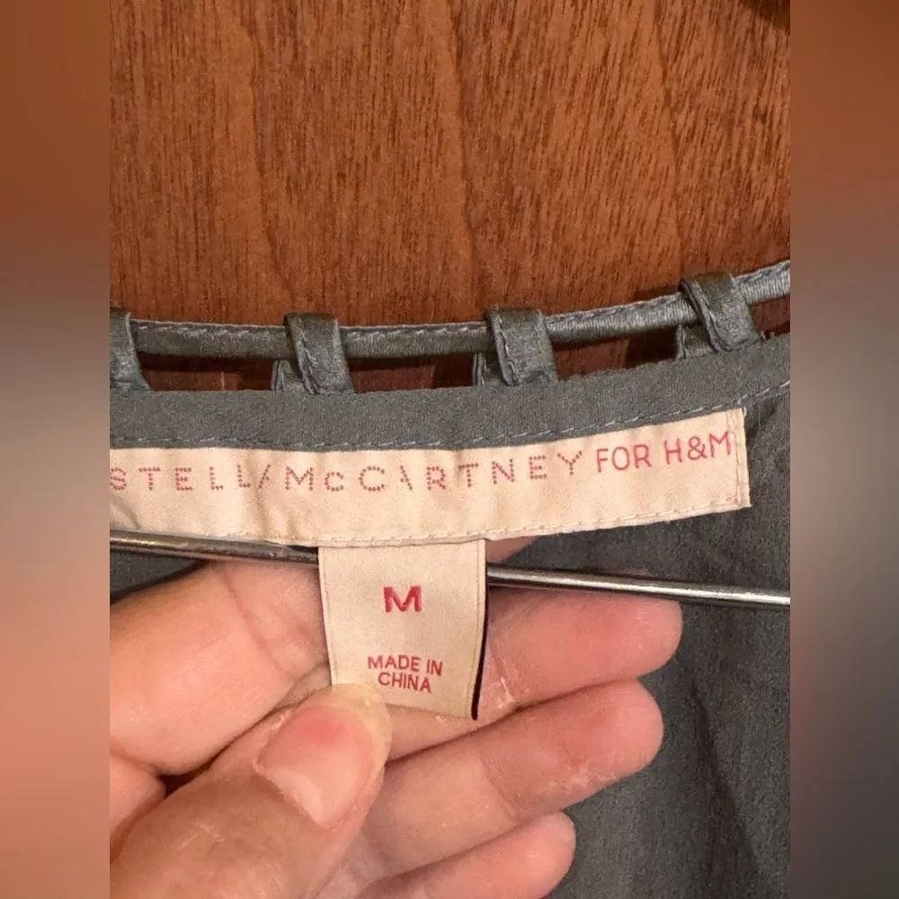 Stella Mcartney for H &M Olive Gray Grecian style dress size M - Image 3