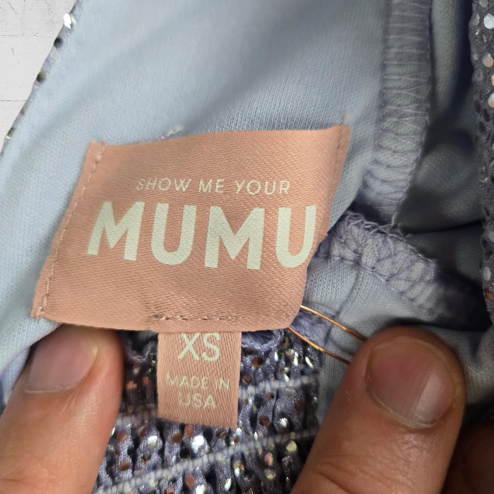 Show Me Your Mumu Lilac Shimmer Puff Sleeve USA Made Formal Midi Dress Size XS - Image 7