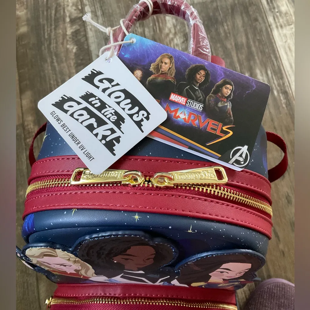 Loungefly Marvel Studios  Navy and Red Superhero Backpack 9x10.5x4.5” NWT - Image 6