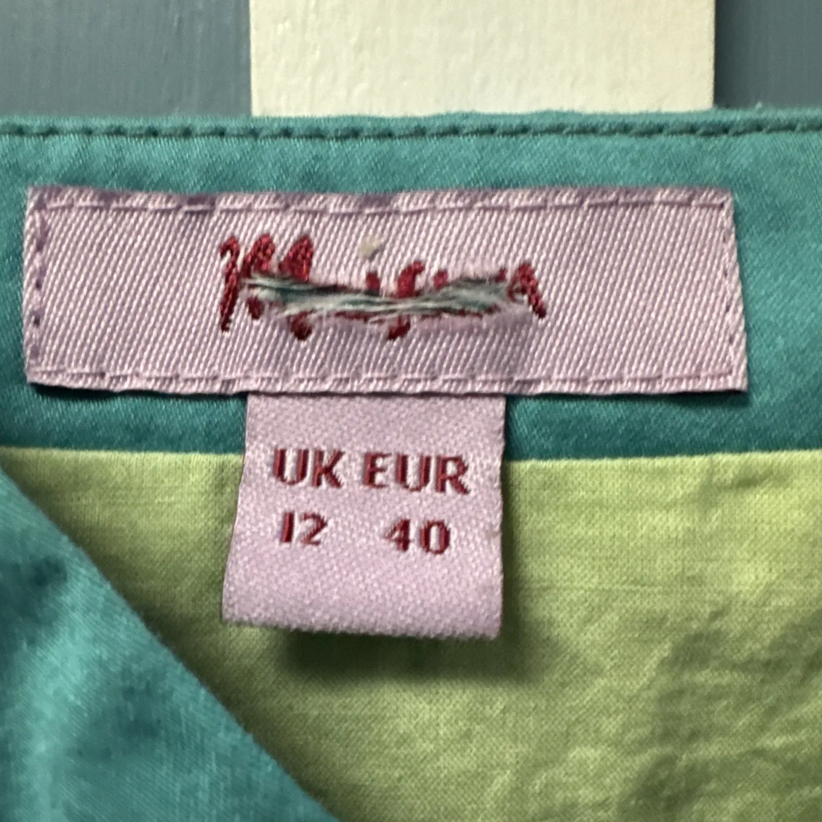 Monsoon Embroidered Appliqué  Roses Teal‎ Sage Green Tank Top size UK12 EUR40 M - Image 4