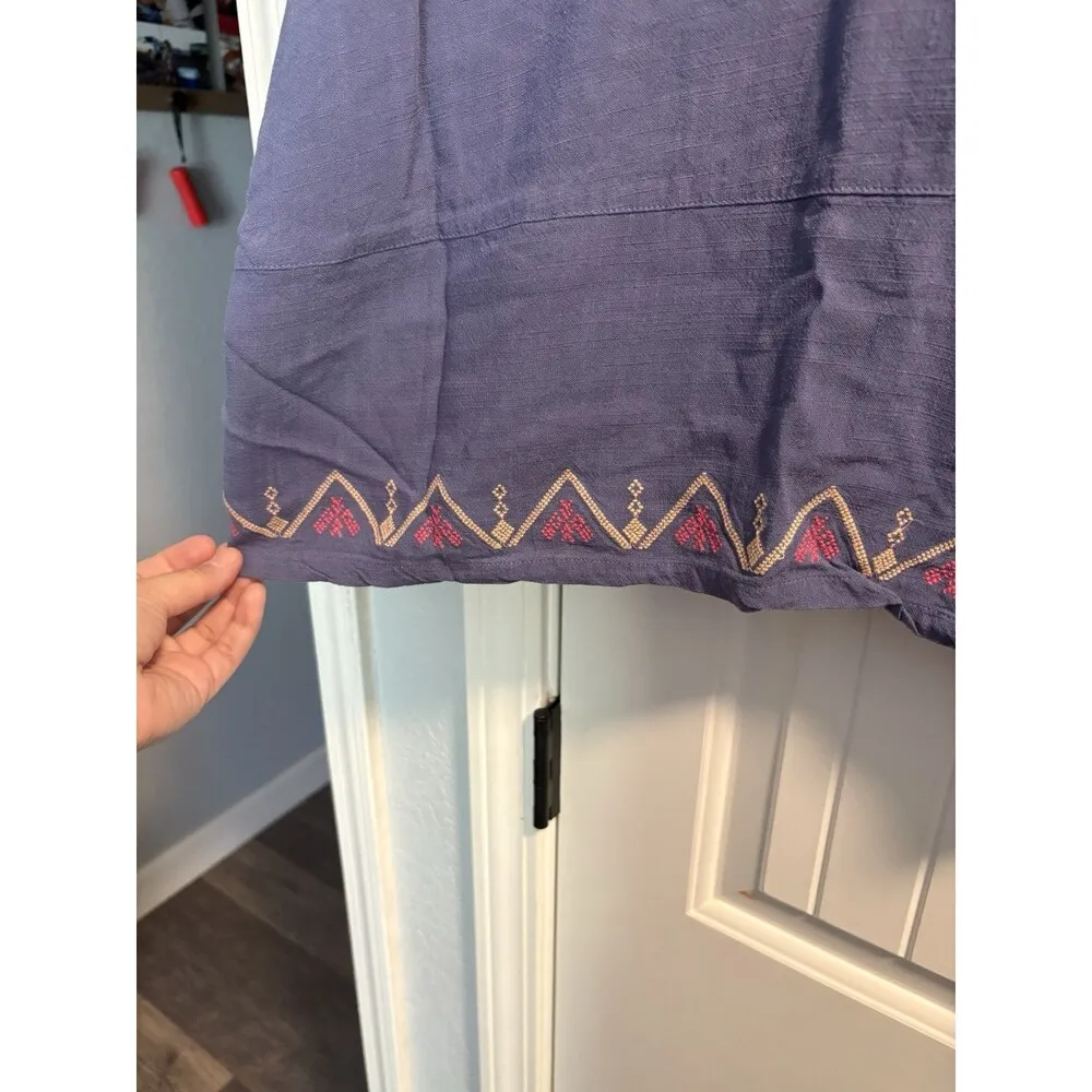 Umgee Top Womens Small Embroidered Trim Short Sleeve Flowy Beach Vneck Vibes - Image 4