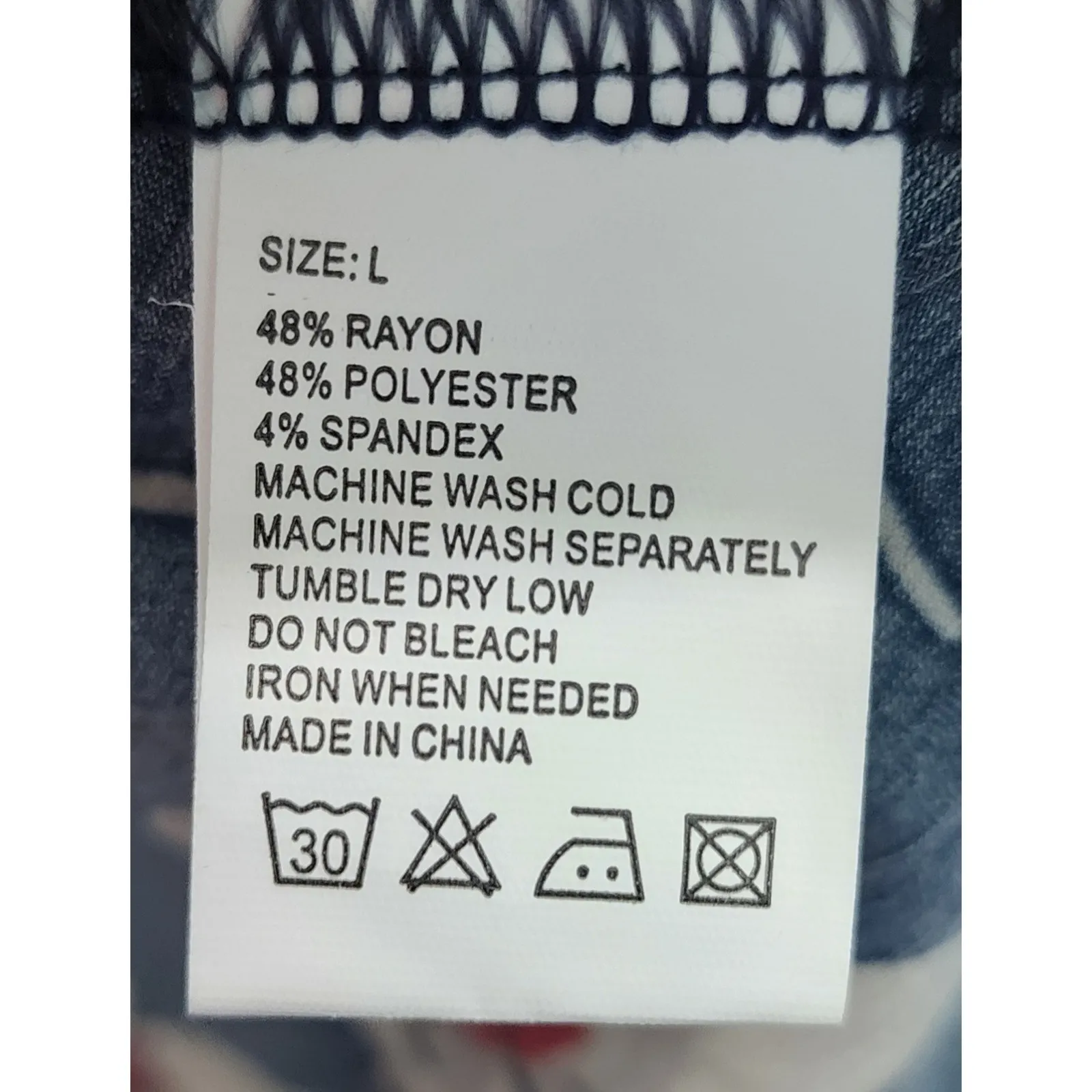 Heathmoor Floral Print Dress‎ Women's Size L Navy White Red Casual Blue Size L - Image 6