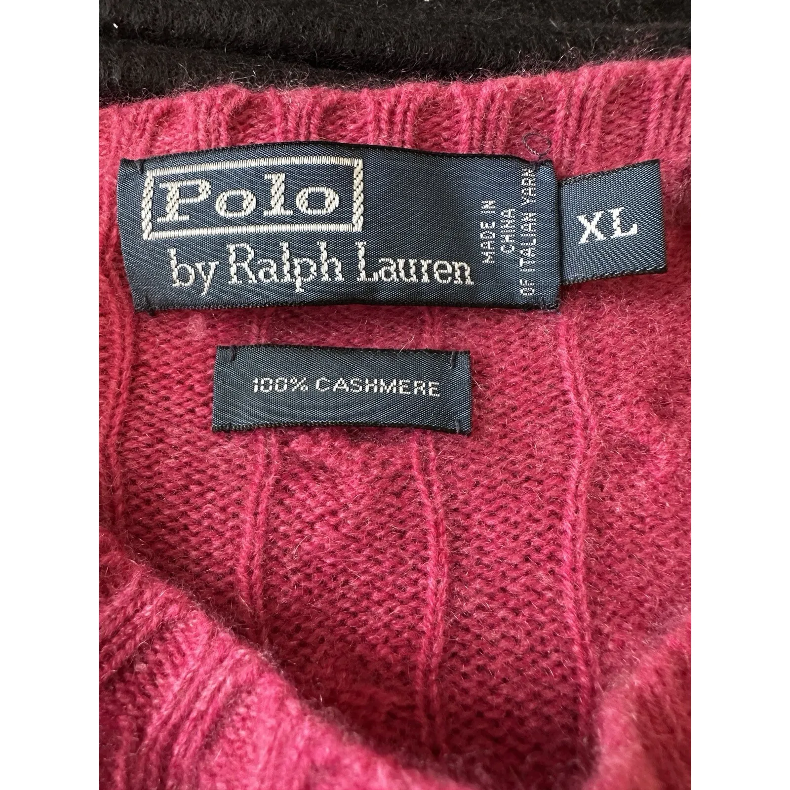Vintage Women's Polo Ralph Lauren Cable Knit Cashmere Sweater, Pink‎ Xl - Image 4