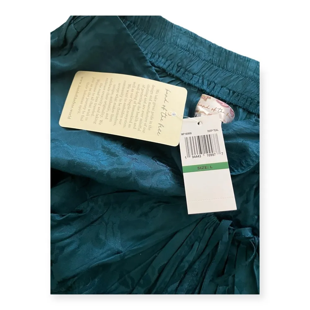 Band of the Free Womens Celene Deep Teal Layered Midi Skirt - Image 7