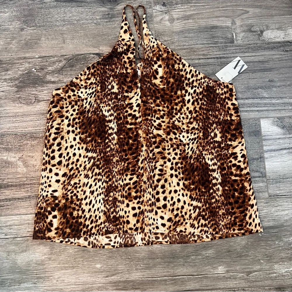 Worthington LEOPARD Camisole Spaghetti strap Top Womens Lace Vneck XL NWT #37 - Image 5