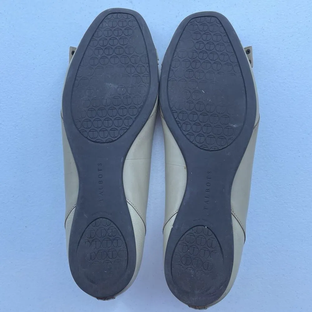 Talbots Size 10 Finata Buckle Flat Leather Beige Sesame Ballet Round Toe Detail - Image 9