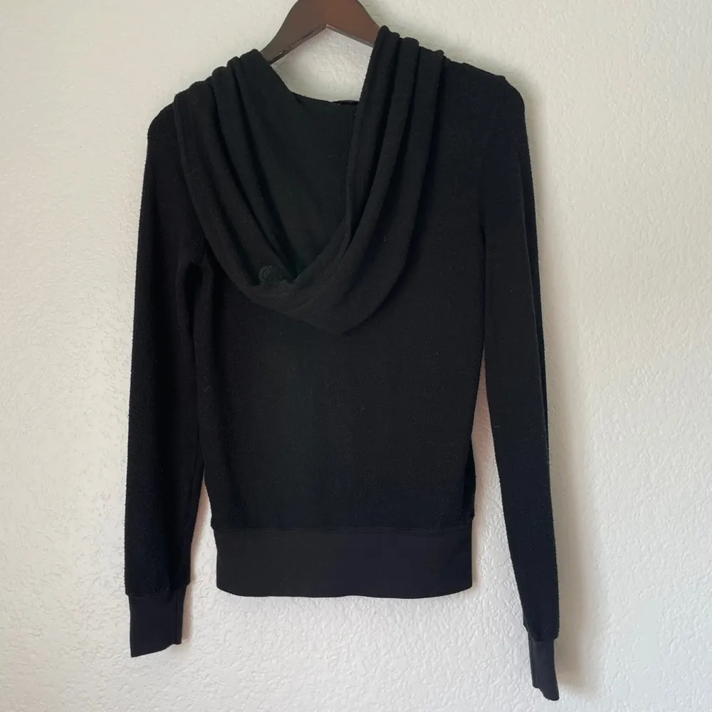 WILDFOX Solid Black Basic Tracksuit Full Zip Hoodie Loungewear XS - Image 7