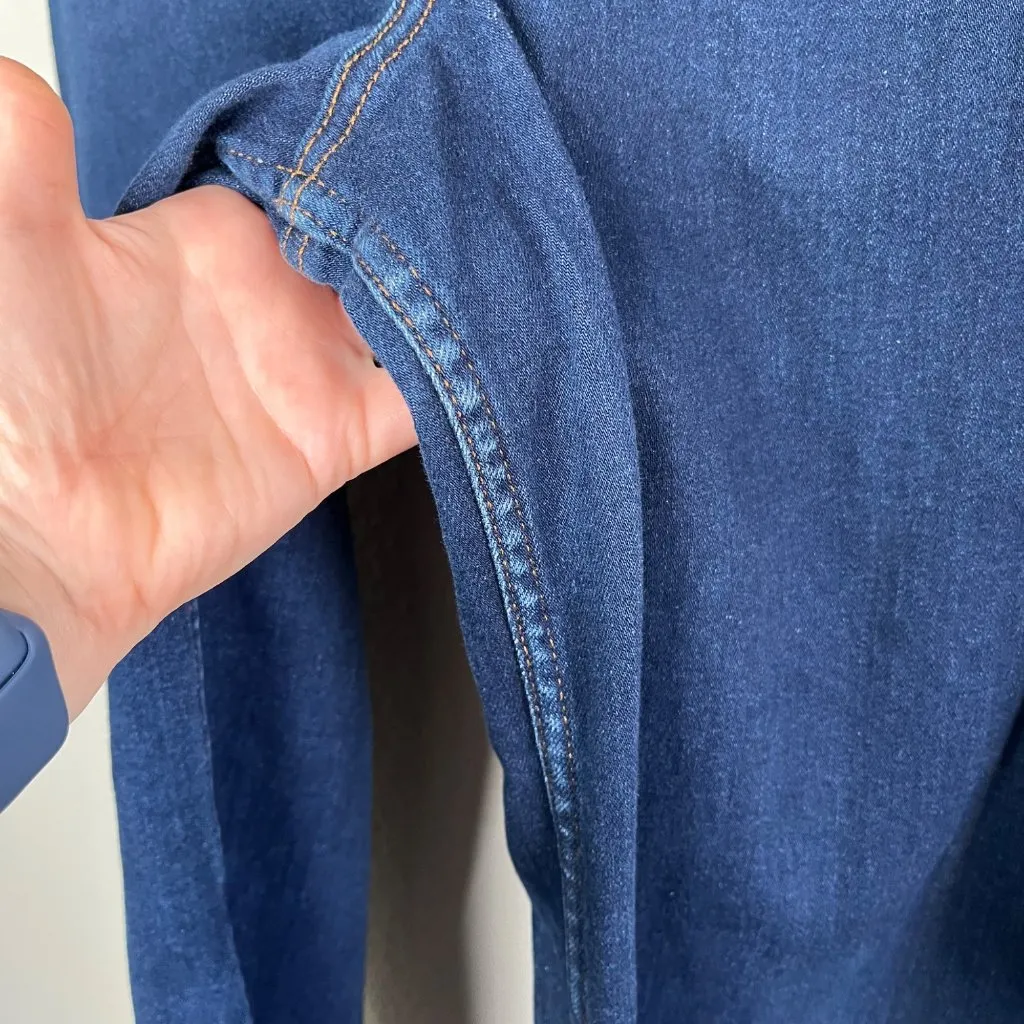 Maeve Anthropologie Wide-Leg Dark Wash Wide Leg Crop Jeans 31 raw hem - Image 9