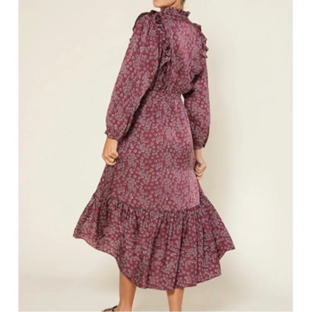 Outerknown Stardust midi dress plum laurel Cotton Silk L - Image 2