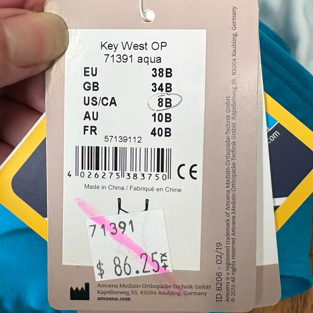 Amoena Key‎ West One Piece Swimsuit Mastectomy Aqua Blue size 8 Cup B NWT - Image 6