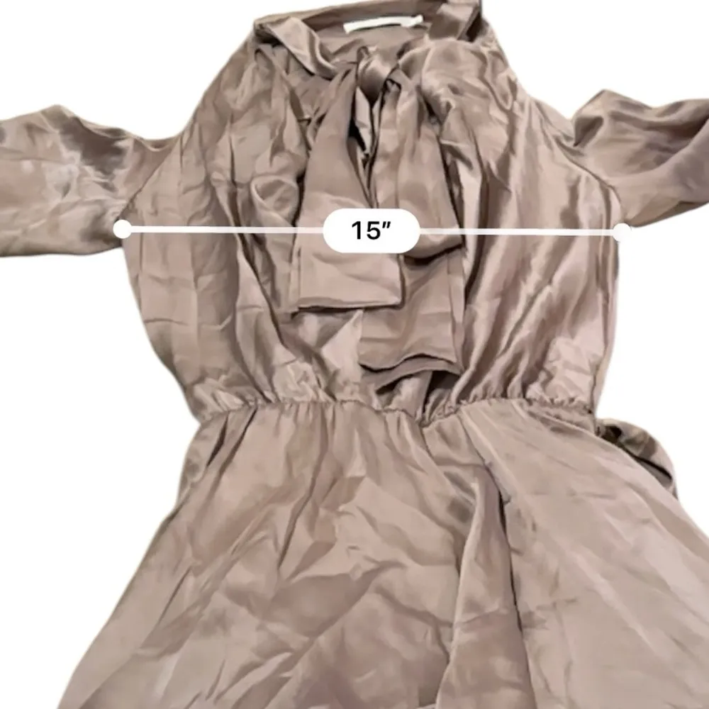 Zimmerman 100% Silk Sueded Billow Cold Shoulder Tie Asymmetrical Mini Dress Sz 6 - Image 14