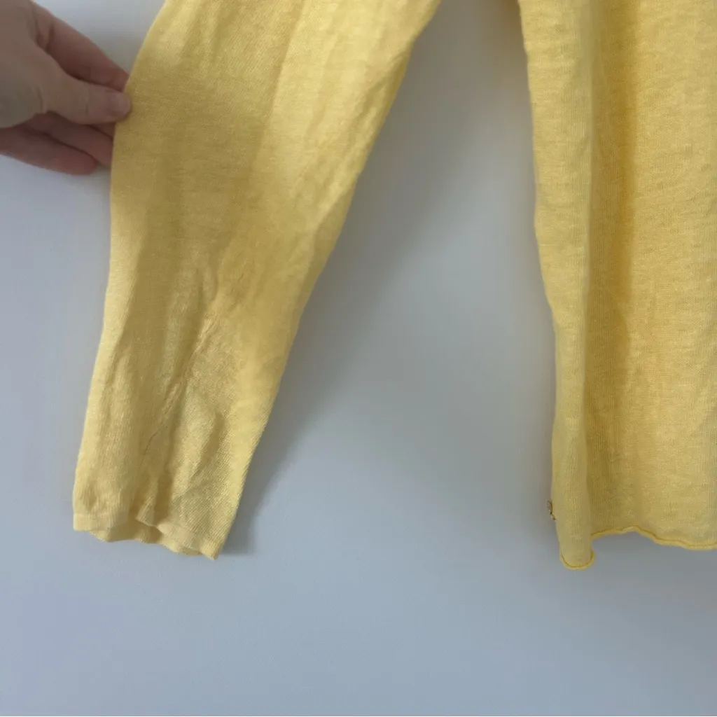 Lilly Pulitzer  Taryn Yellow V Neck Linen Knit Pullover Light Sweater L - Image 3