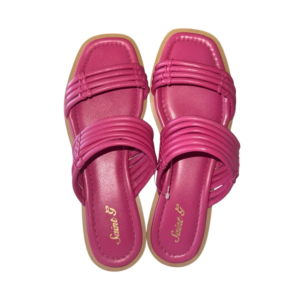 NEW Saint G Zoya Hot Pink Sandals Slip On Leather Size 11 - Image 3