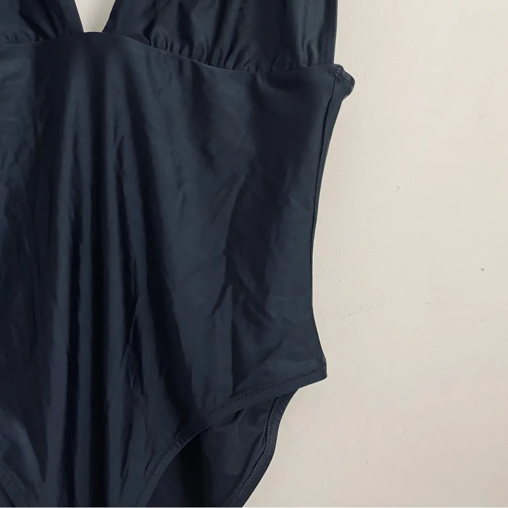 J. Crew Black Plunge V-Neck One Piece Swimsuit size 16 - Image 7