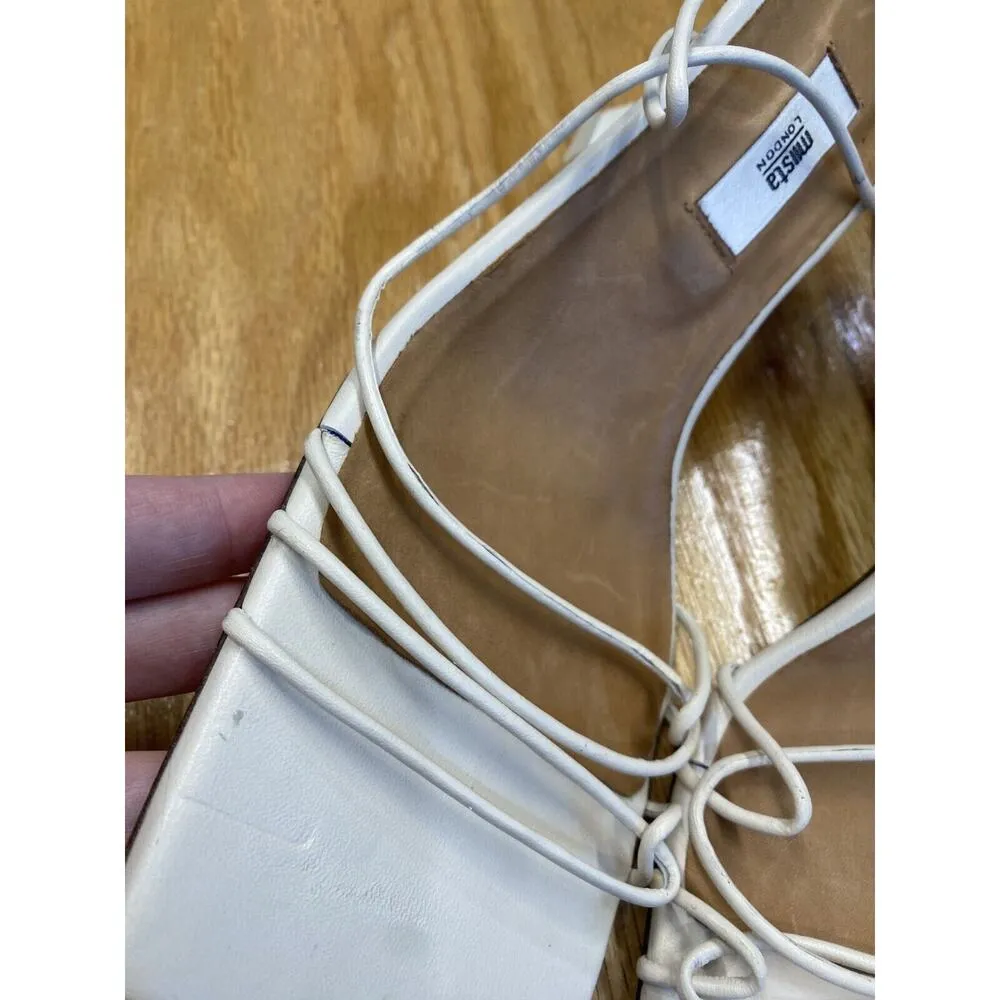 Miista Emere Strappy Sandals Women 10.5 White Kitten Heel Square Toe Hipster S64 - Image 6