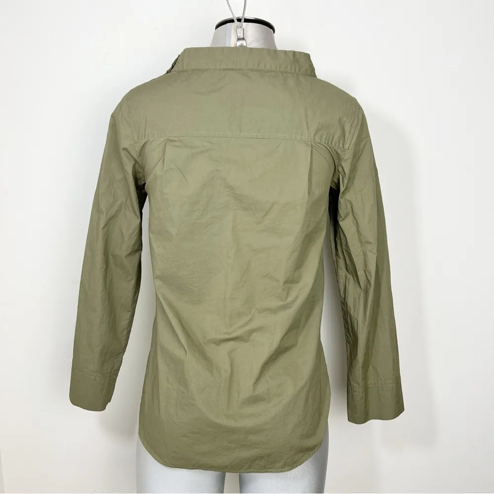 J. Crew Funnel Neck Shirt Blouse Top in Green Size 0 lagenlook - Image 4