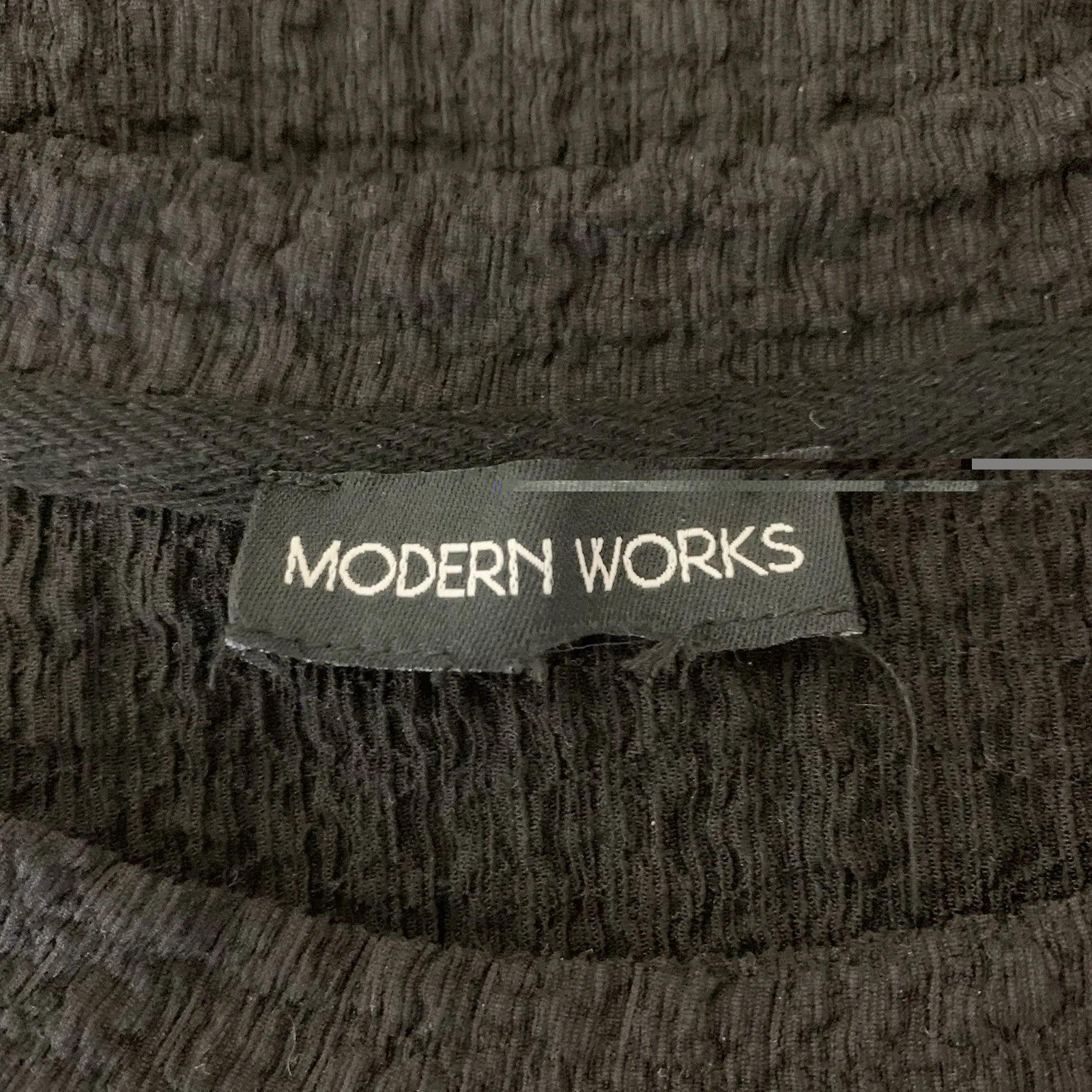 Modern Works Black Textured Long Sleeve Top XL Stretch Minimalist Basic - Image 3