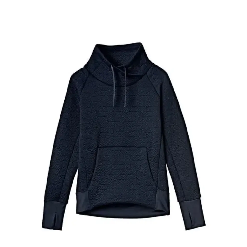 Athleta Jacquard Elevation Quilted Pullover Navy Blue Sweatshirt Women’s small - Image 2